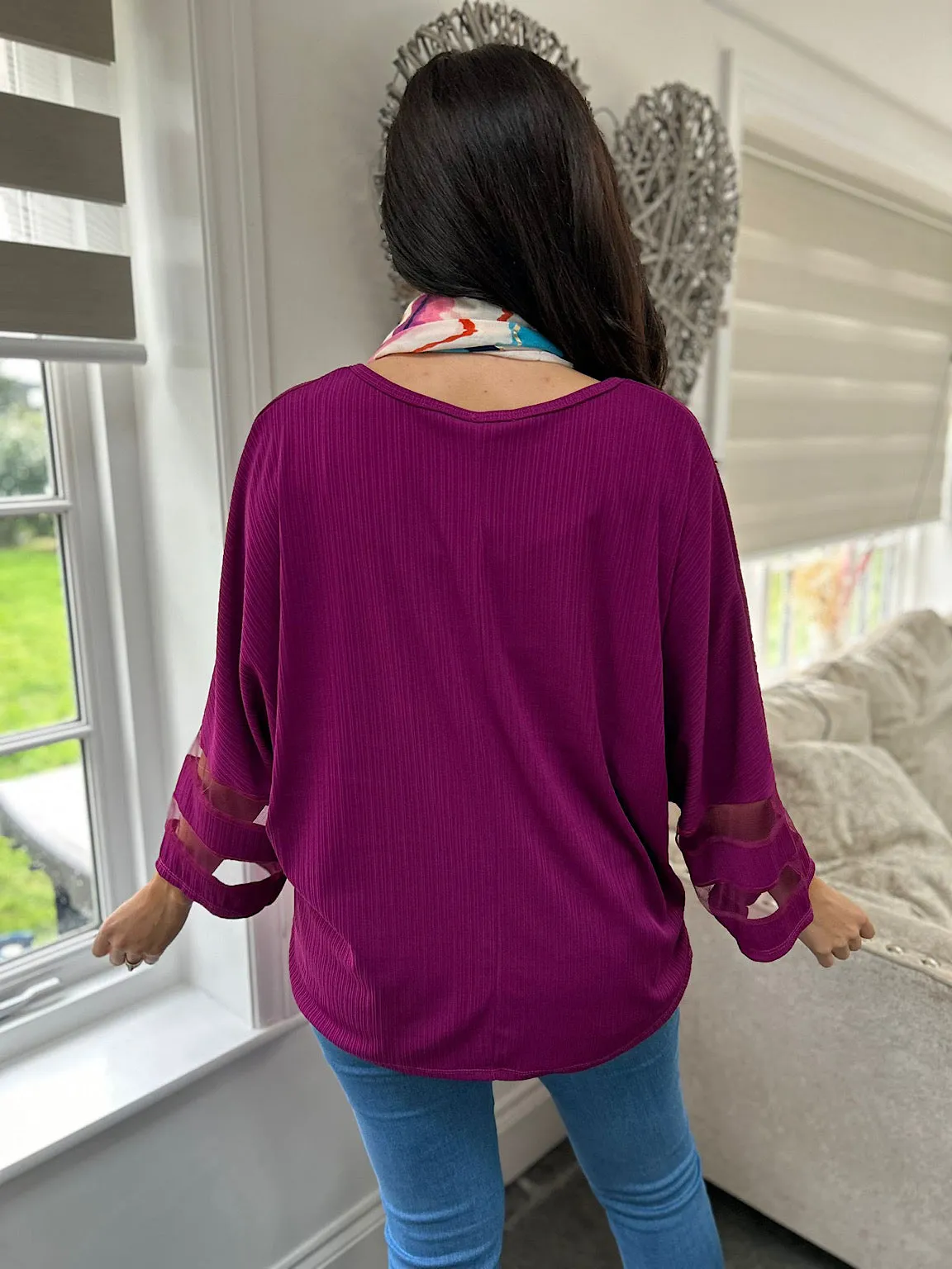 Grape Mesh Sleeve Top Claudia