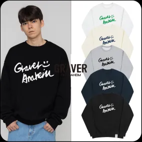 GRAVER  |Unisex Street Style Long Sleeves Cotton Logo Sweatshirts