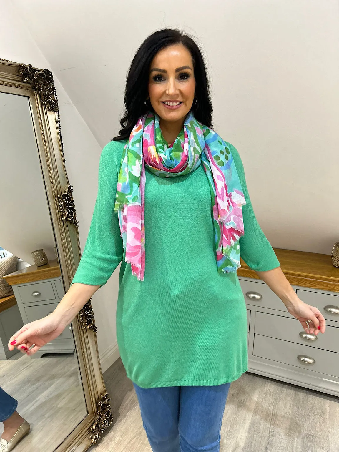 Green Lightweight V Neck Tunic Suzie