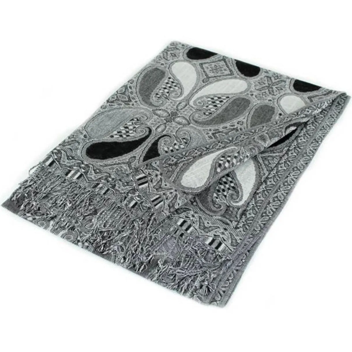 Grey & Black Paisley Rave Pashmina