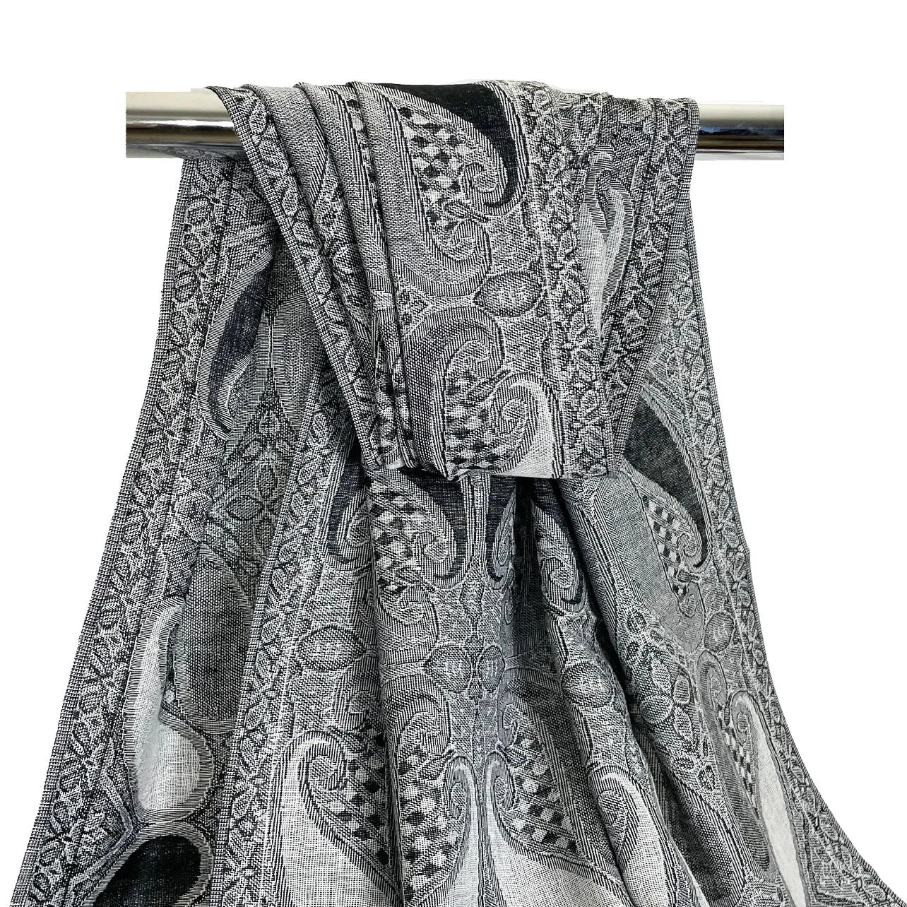 Grey & Black Paisley Rave Pashmina