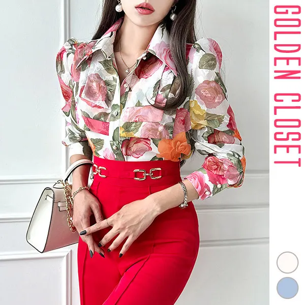 gumzzi  |Flower Patterns Long Sleeves Party Style Office Style