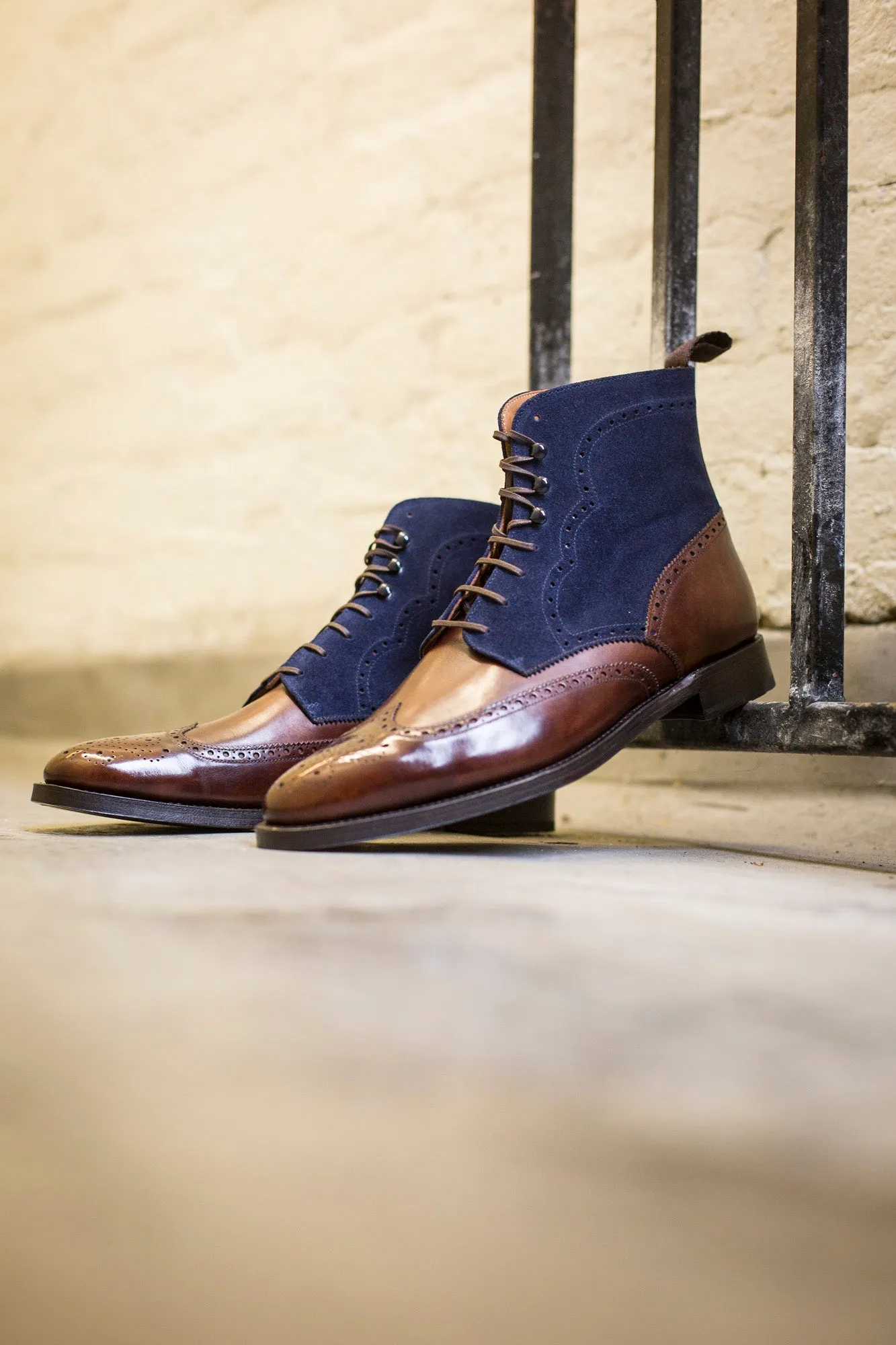 Holman - MTO - Walnut Museum Calf / Dark Blue Suede - TMG Last - Double Leather Sole