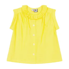 Iris Ruffle Top Yellow Dot