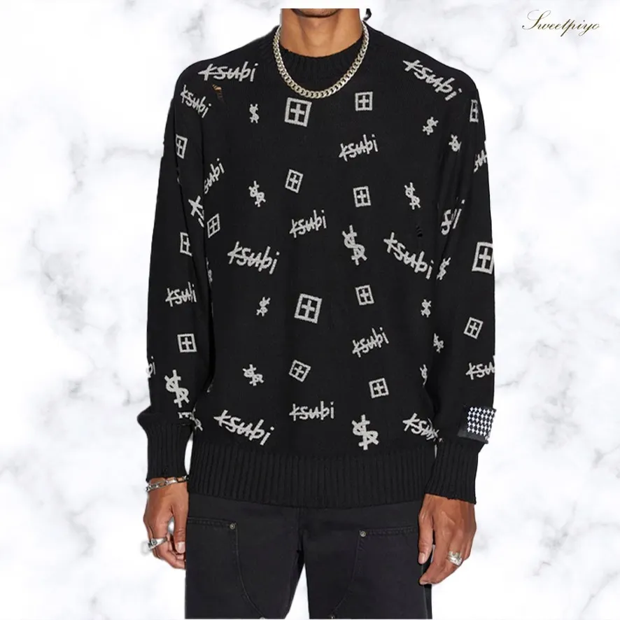 KSUBI  |KSUBI Trash Box Knit Crew Black MSP24KW007