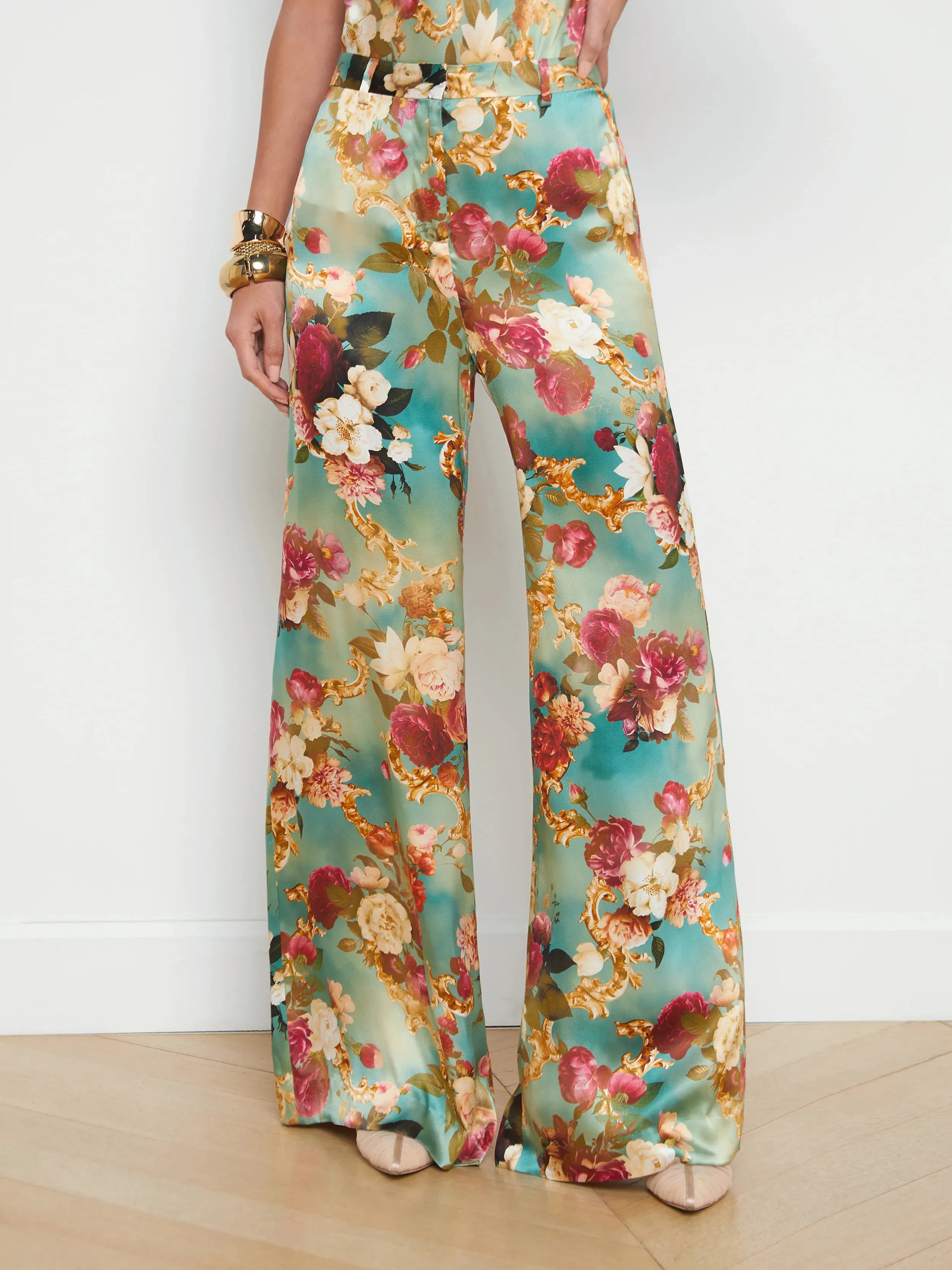 L’agence - Gavin Silk Wide Leg Pant - Multi Rococo