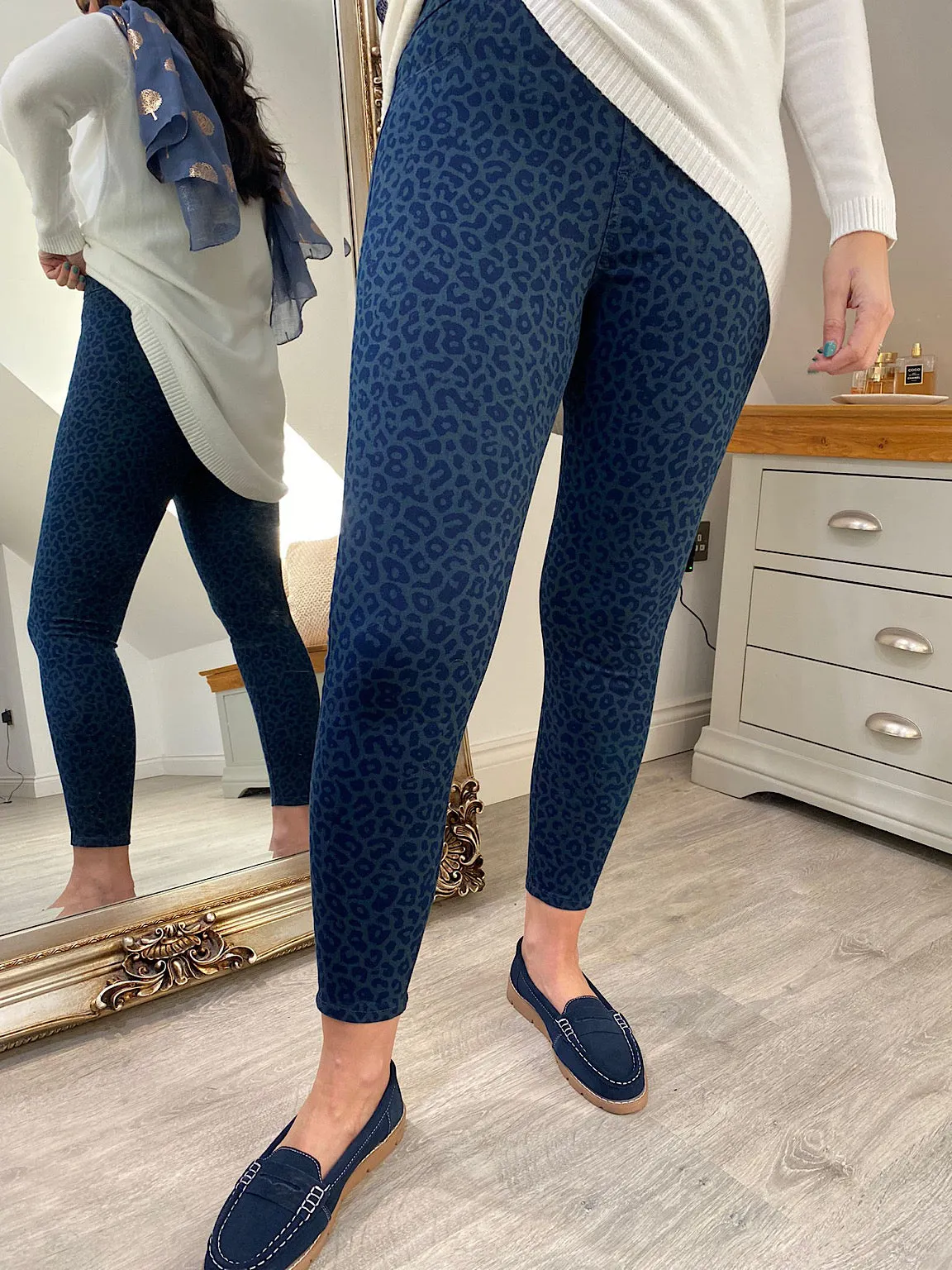 Leopard 4 Way Stretch Denim Jeggings