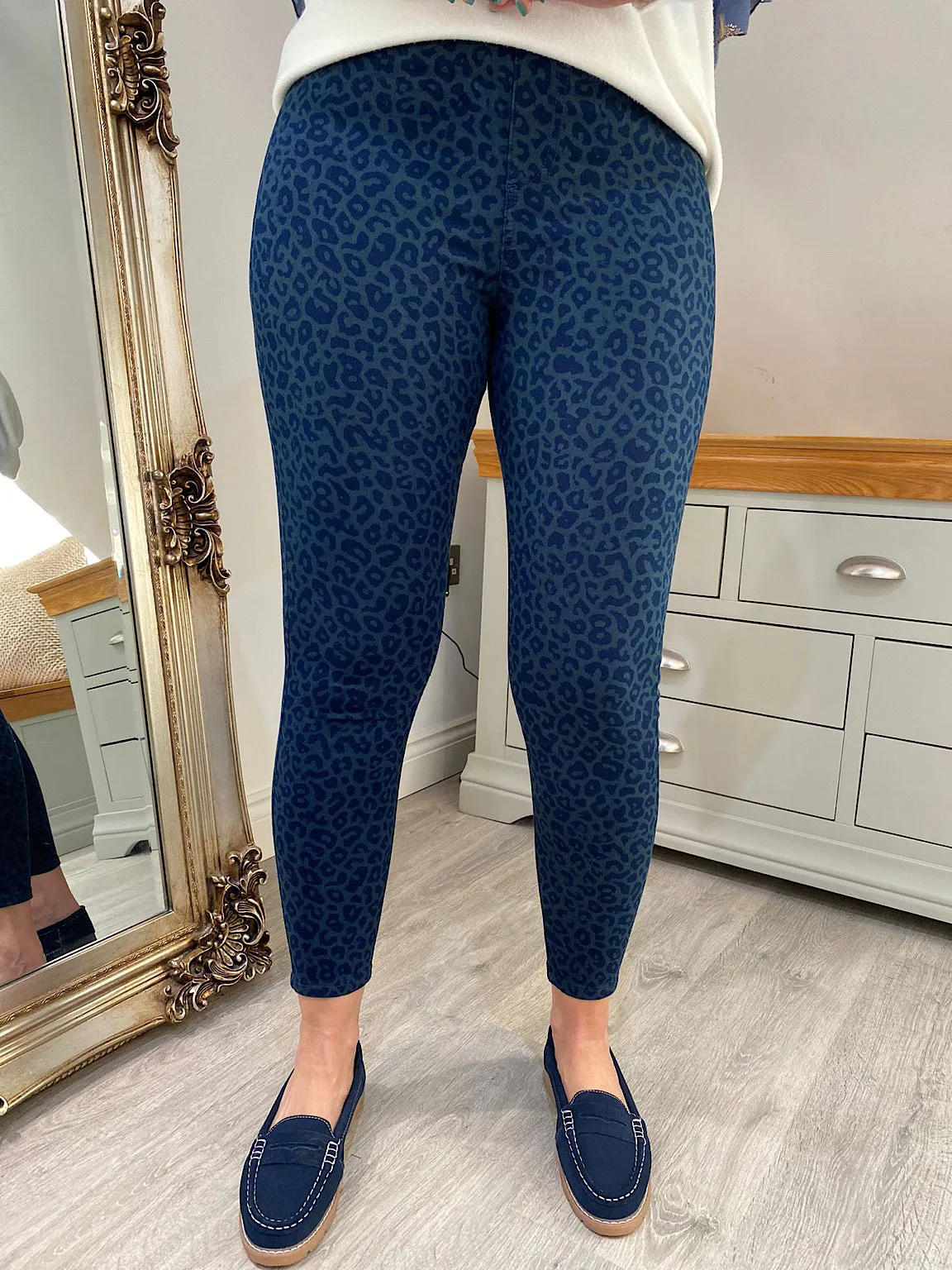 Leopard 4 Way Stretch Denim Jeggings