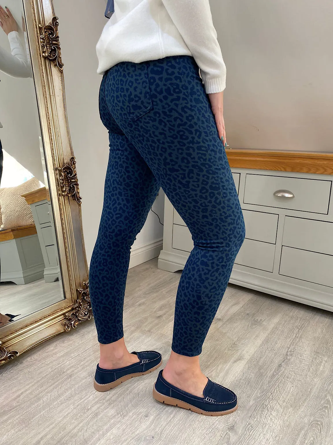 Leopard 4 Way Stretch Denim Jeggings