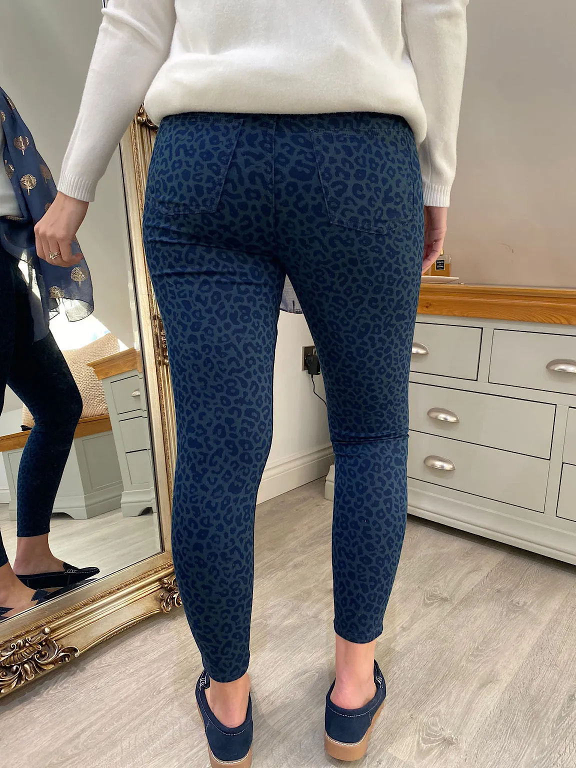 Leopard 4 Way Stretch Denim Jeggings