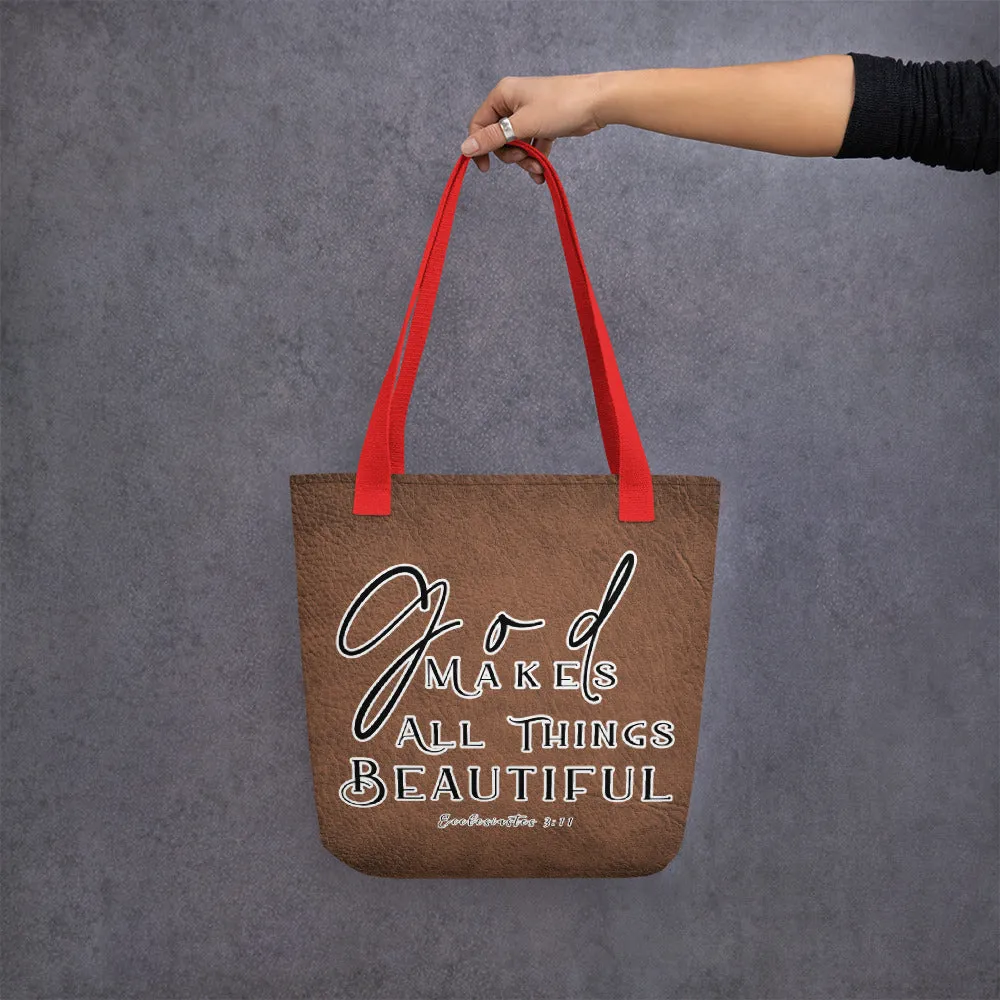 Limited Edition Premium Tote Bag - God Makes All Things Beautiful (Design: Textured Brown)