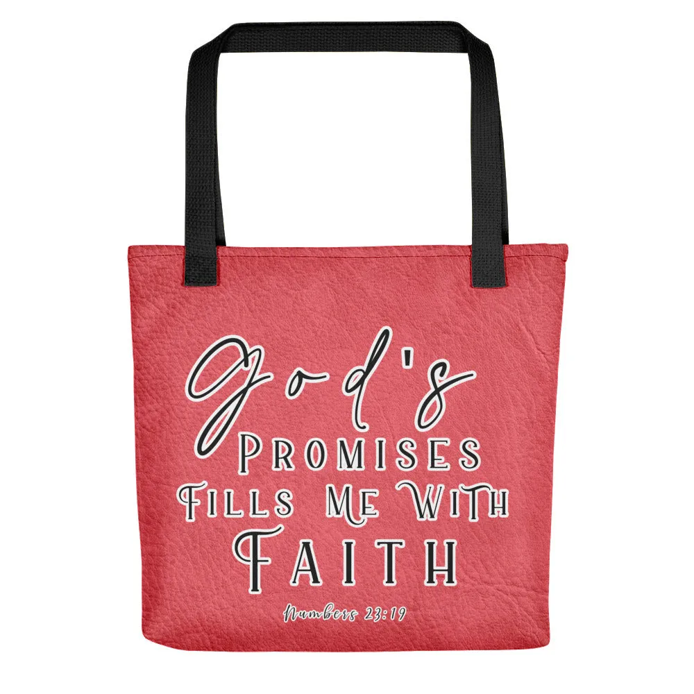 Limited Edition Premium Tote Bag - God's Promises Fills Me With Faith (Design: Textured Red)