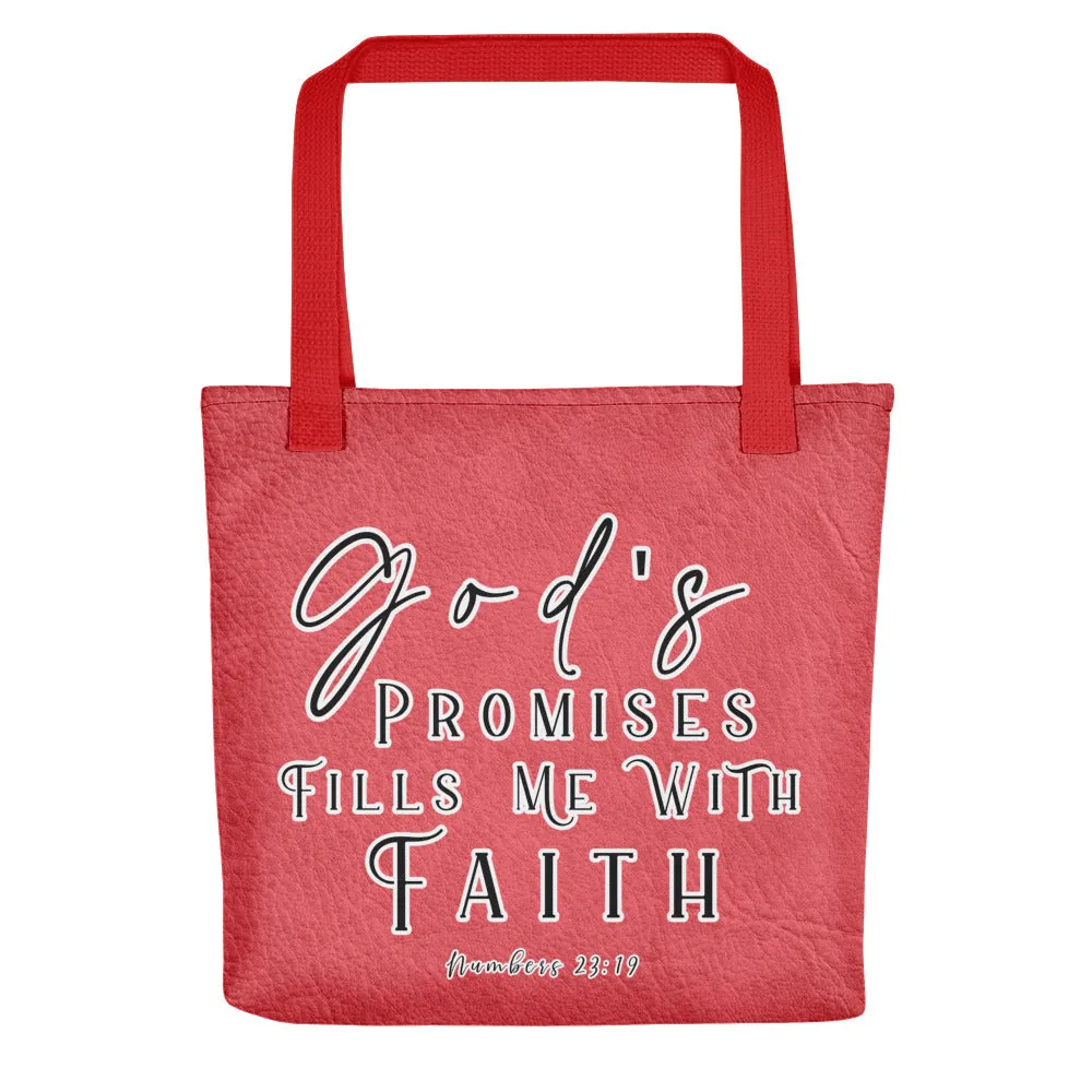 Limited Edition Premium Tote Bag - God's Promises Fills Me With Faith (Design: Textured Red)