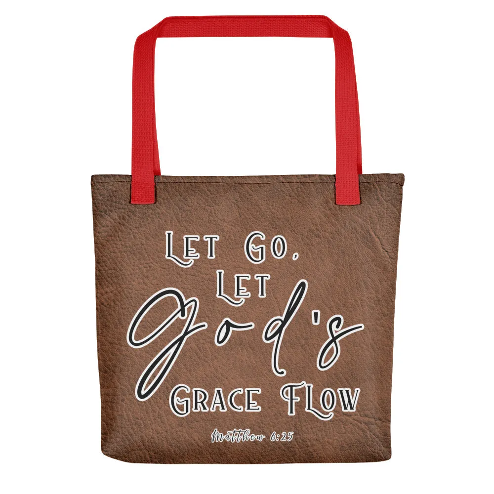 Limited Edition Premium Tote Bag - Let Go, Let God's Grace Flow (Design: Textured Brown)