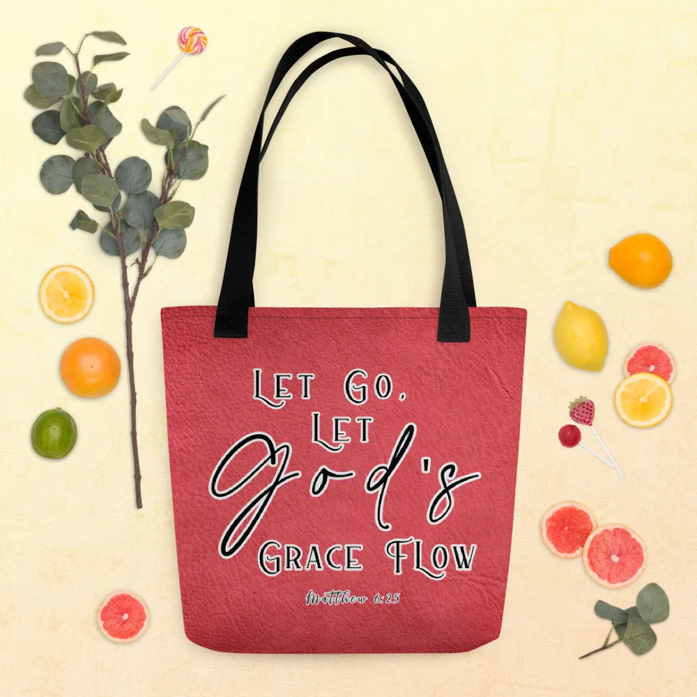 Limited Edition Premium Tote Bag - Let Go, Let God's Grace Flow (Design: Textured Red)