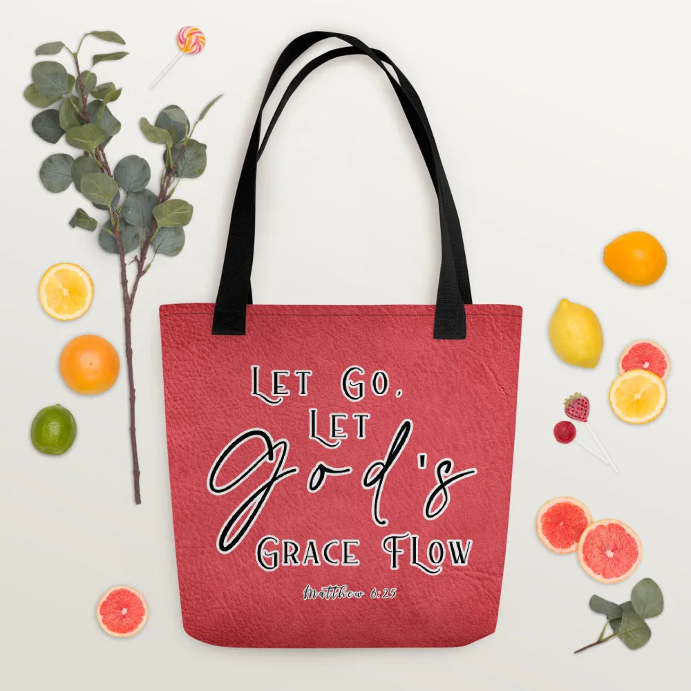 Limited Edition Premium Tote Bag - Let Go, Let God's Grace Flow (Design: Textured Red)