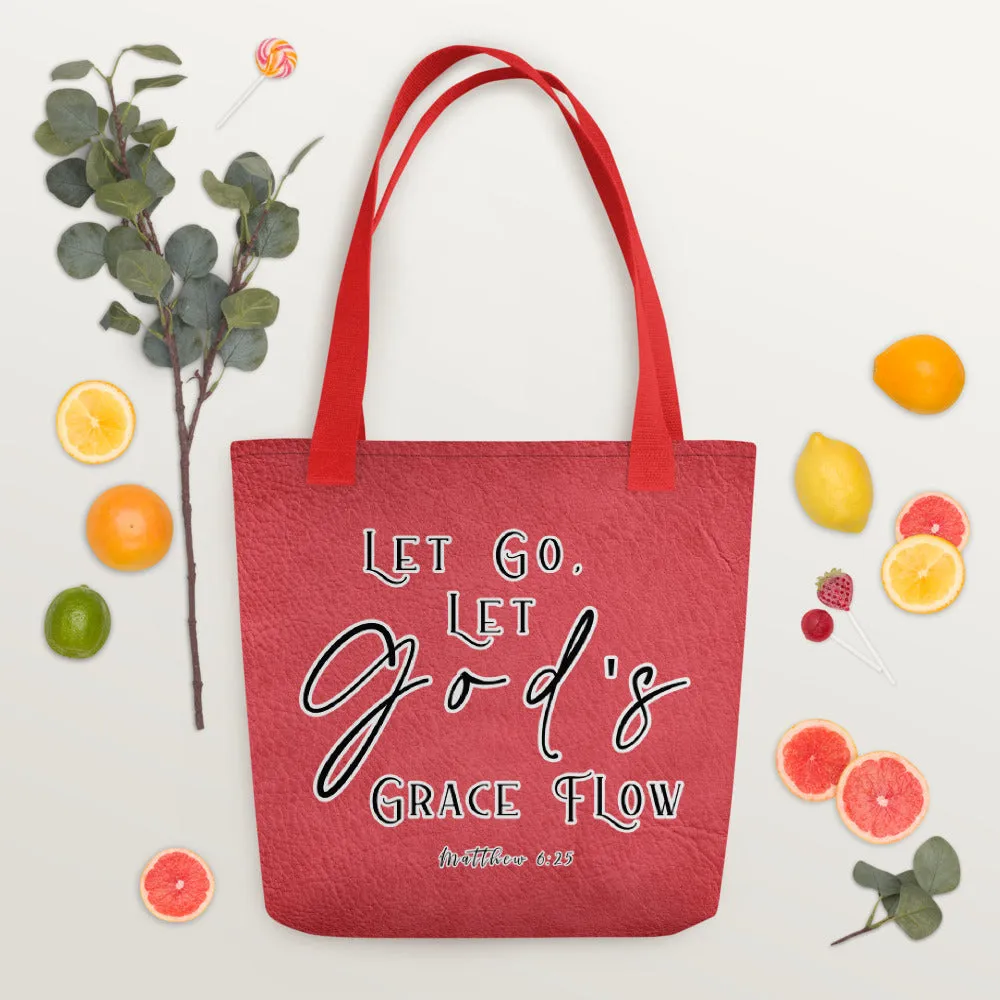 Limited Edition Premium Tote Bag - Let Go, Let God's Grace Flow (Design: Textured Red)