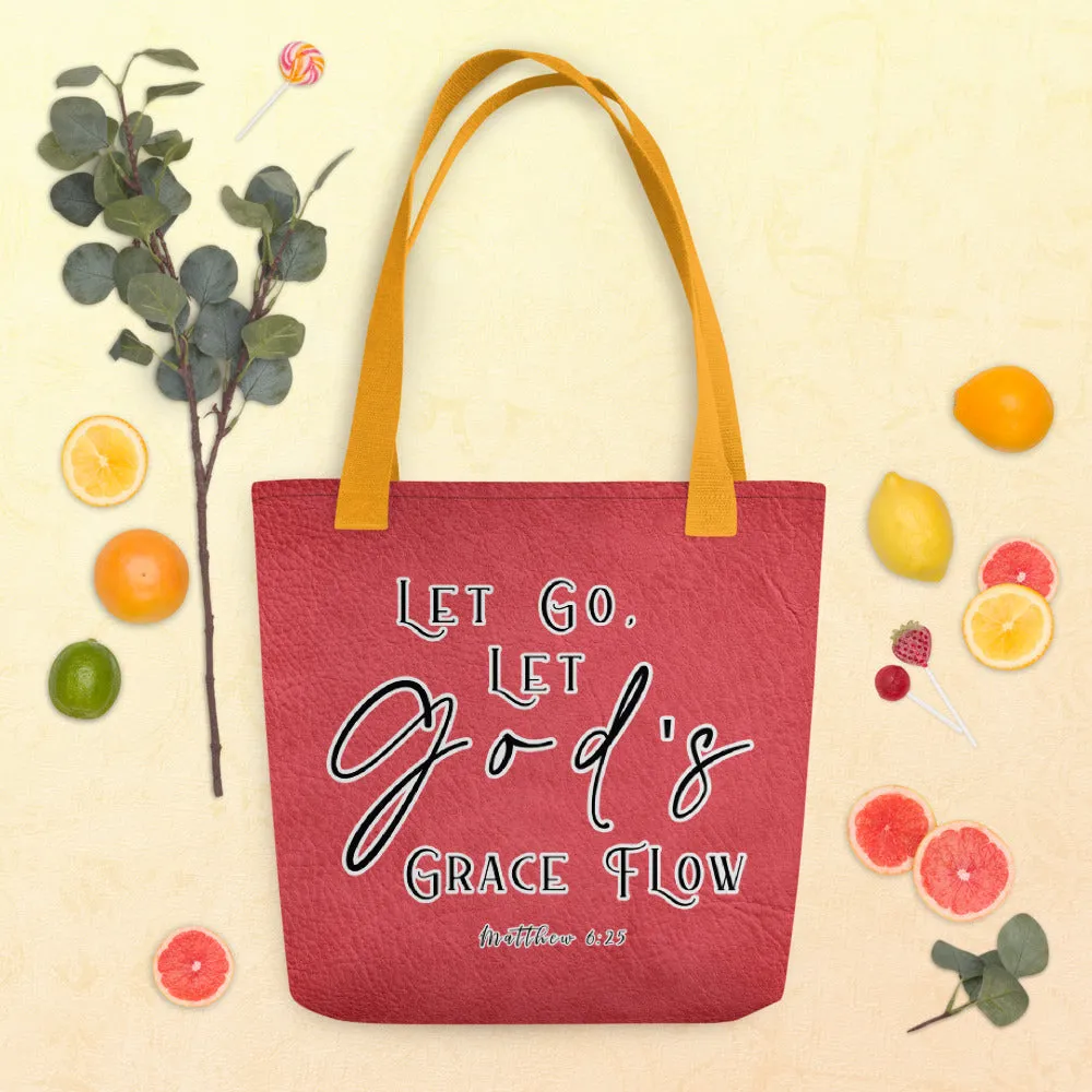 Limited Edition Premium Tote Bag - Let Go, Let God's Grace Flow (Design: Textured Red)