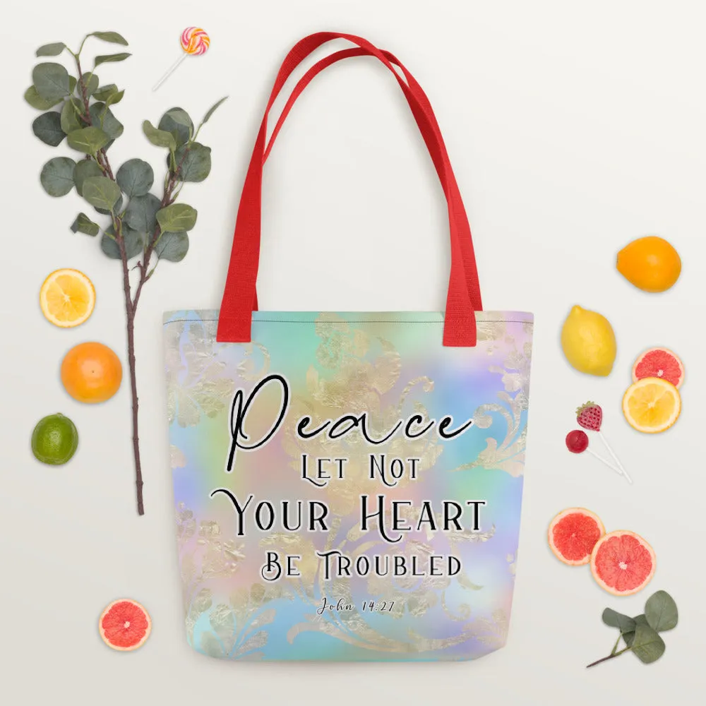 Limited Edition Premium Tote Bag - Peace Let Not Your Heart Be Troubled (Design: Golden Spring)