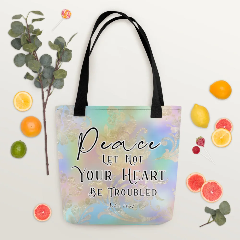 Limited Edition Premium Tote Bag - Peace Let Not Your Heart Be Troubled (Design: Golden Spring)