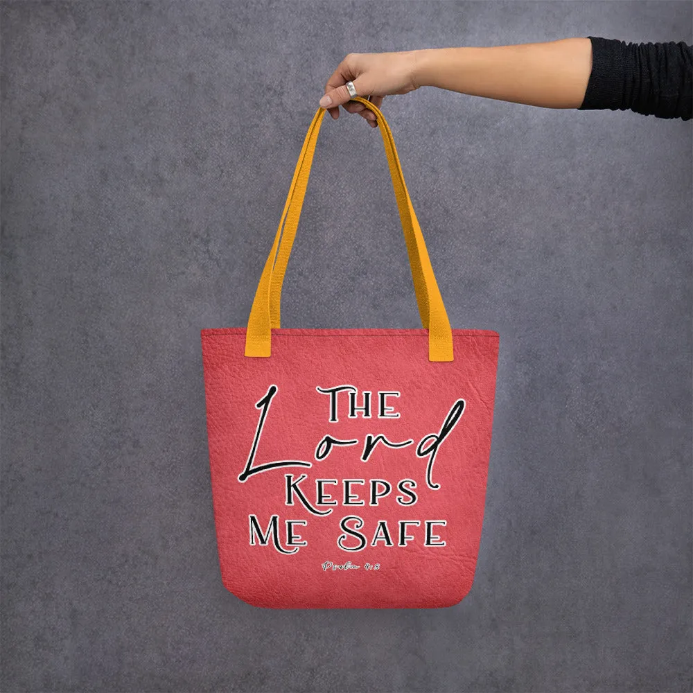 Limited Edition Premium Tote Bag - The Lord Keeps Me Safe (Design: Textured Red)