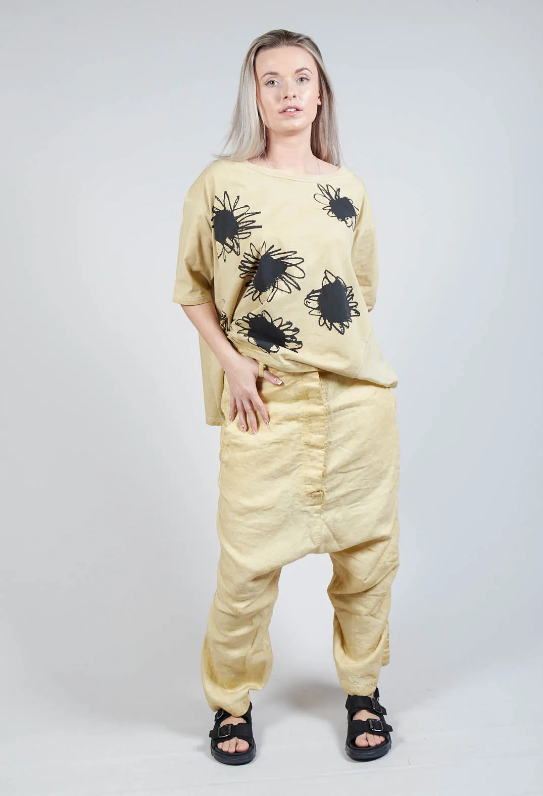 Linen Crease Trousers in Wax Cloud