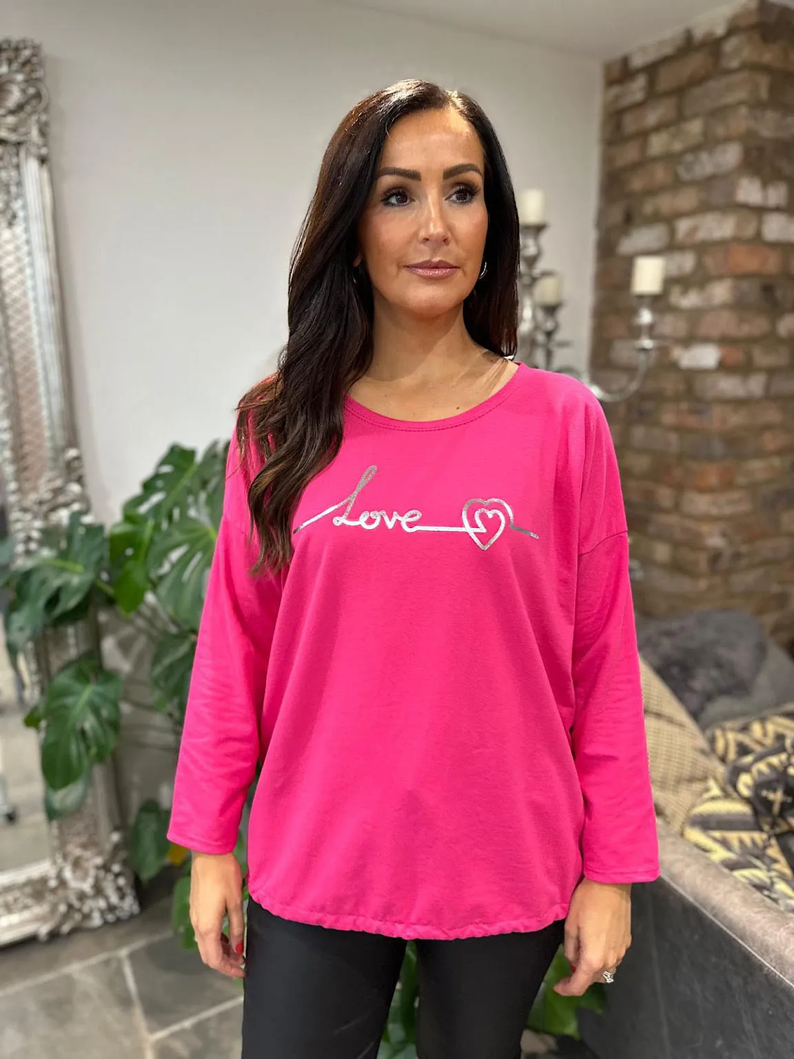 Lipstick Pink Metallic Love Top Maura