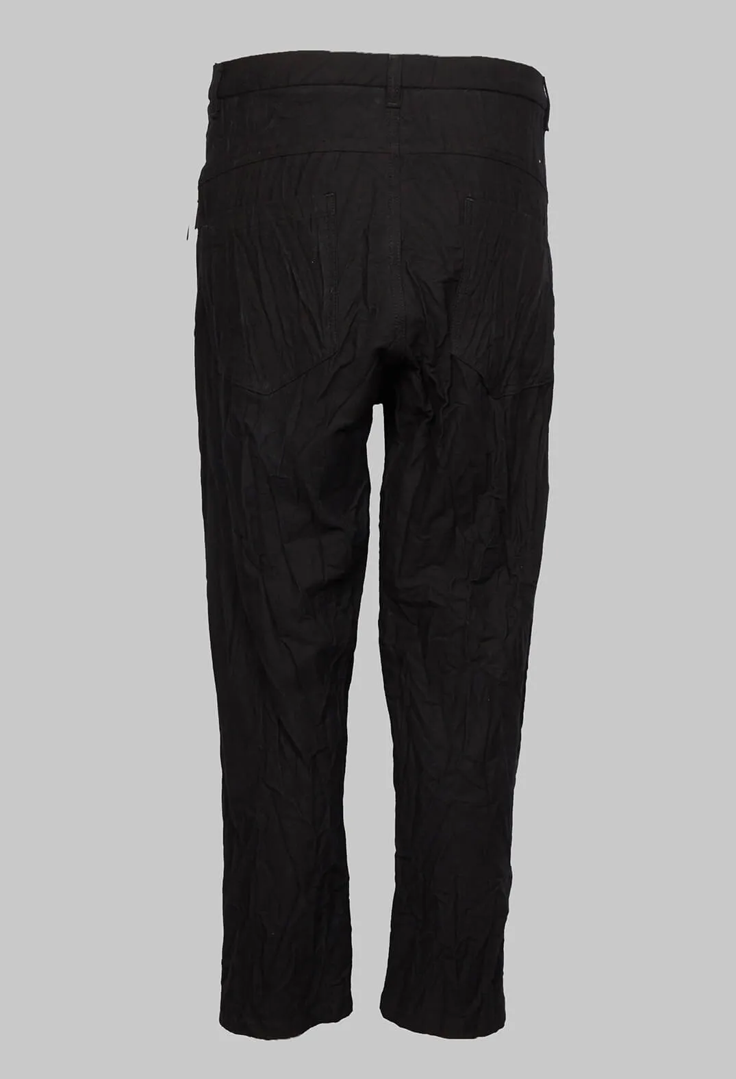 Loose Fit Crinkled Trousers in Black