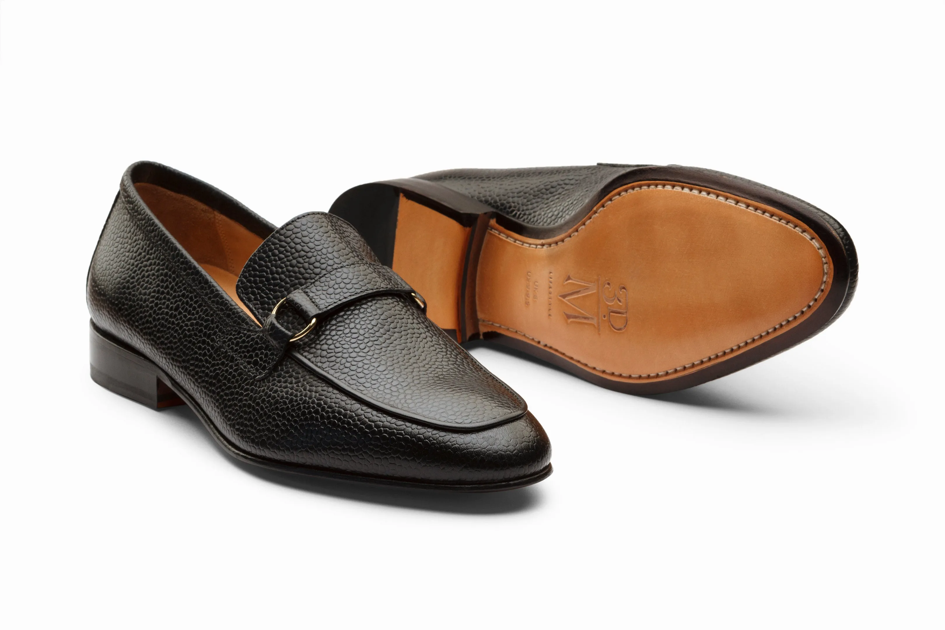 Lorenzo Leather Loafers - Black Grain