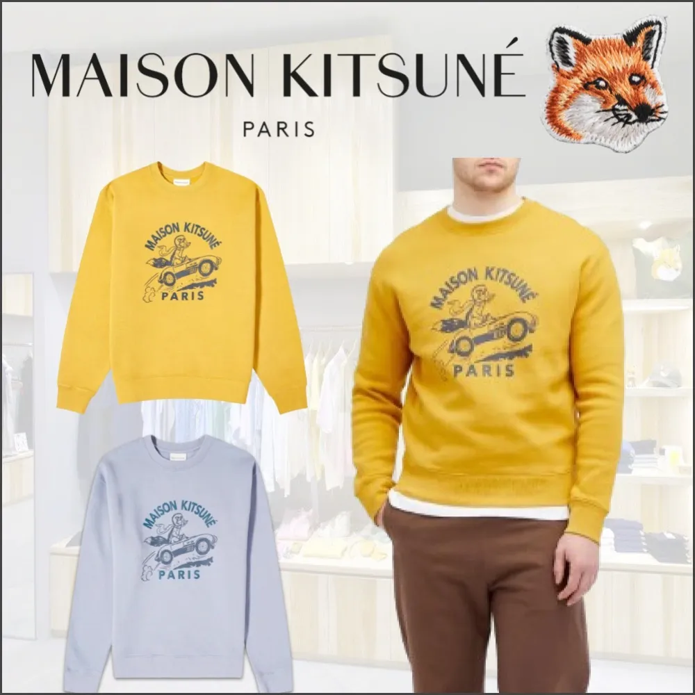 MAISON KITSUNE  |Crew Neck Pullovers Unisex Long Sleeves Plain