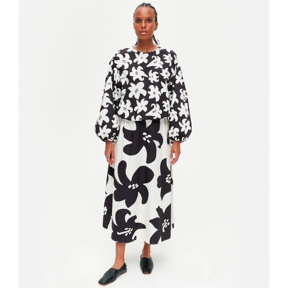 marimekko  |Flower Patterns Casual Style Long Sleeves Cotton Medium