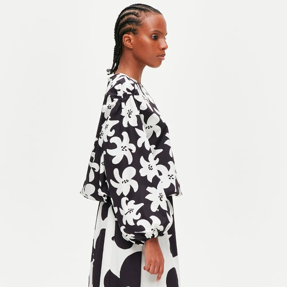 marimekko  |Flower Patterns Casual Style Long Sleeves Cotton Medium