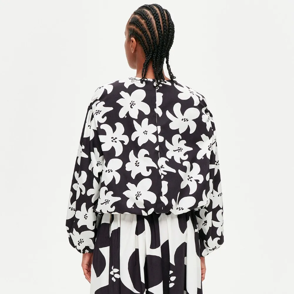 marimekko  |Flower Patterns Casual Style Long Sleeves Cotton Medium