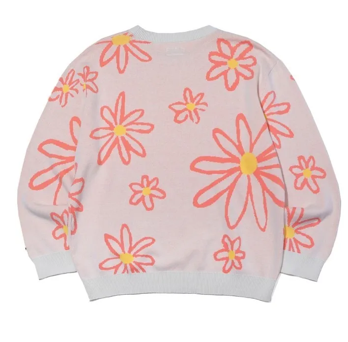 MARKM  |Crew Neck Flower Patterns Unisex Long Sleeves Cotton Medium