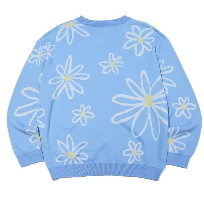 MARKM  |Crew Neck Flower Patterns Unisex Long Sleeves Cotton Medium