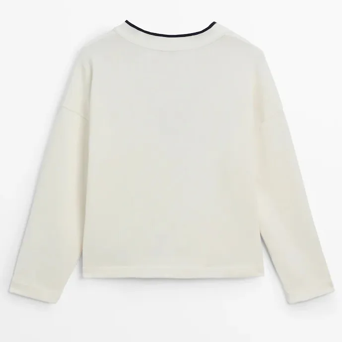 Massimo Dutti  |Contrast cotton knit cardigan