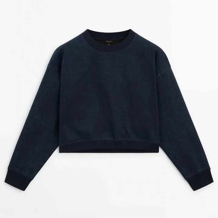 Massimo Dutti  |Cotton blend denim sweatshirt