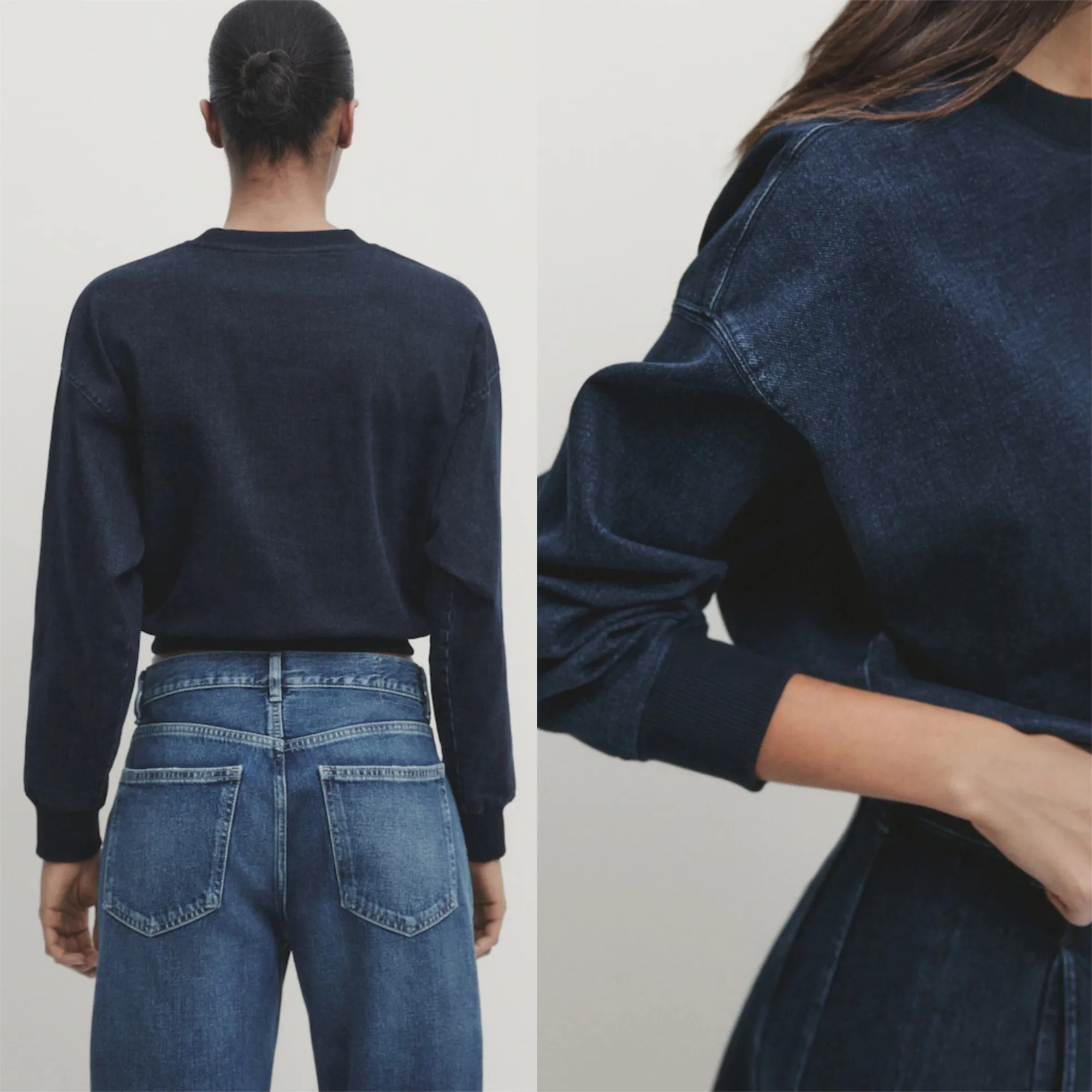 Massimo Dutti  |Cotton blend denim sweatshirt