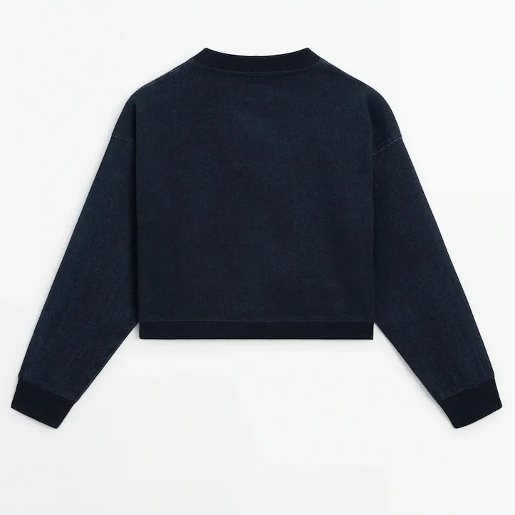 Massimo Dutti  |Cotton blend denim sweatshirt