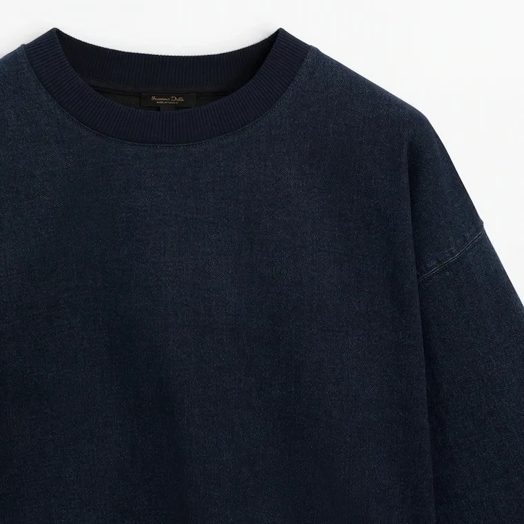 Massimo Dutti  |Cotton blend denim sweatshirt