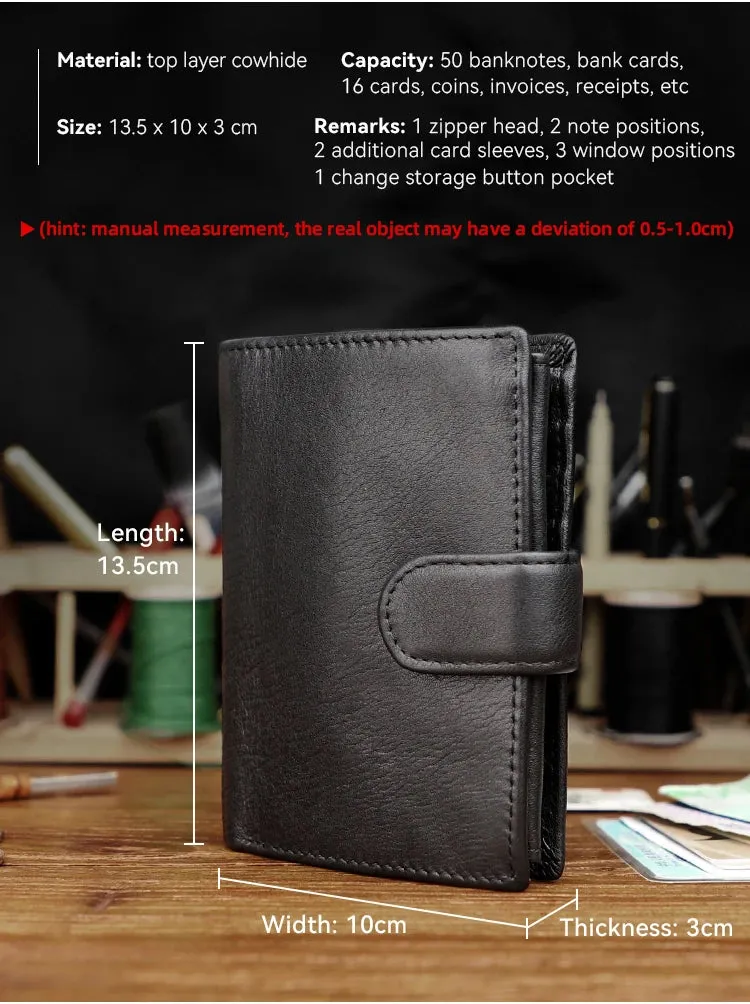 Men and Women Genuine Leather Retro Style Multi-functional Wallet