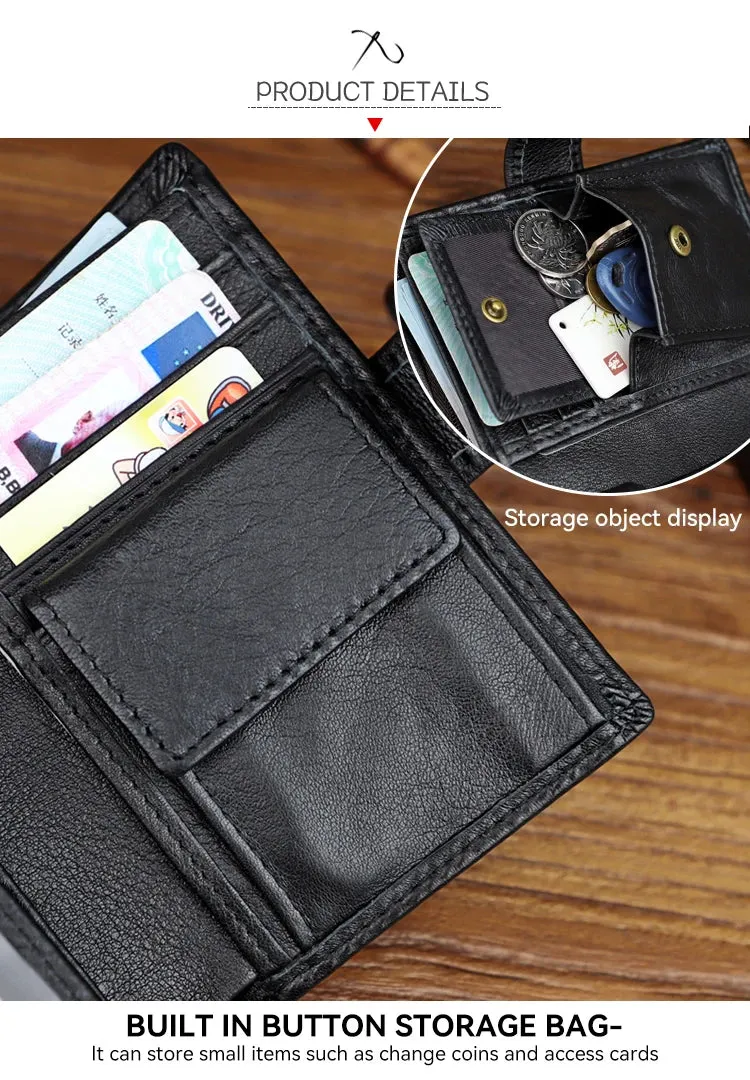 Men and Women Genuine Leather Retro Style Multi-functional Wallet