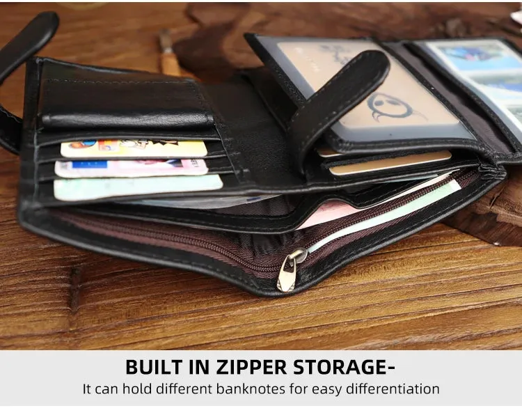 Men and Women Genuine Leather Retro Style Multi-functional Wallet