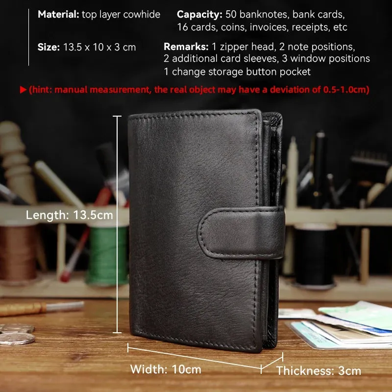 Men and Women Genuine Leather Retro Style Multi-functional Wallet