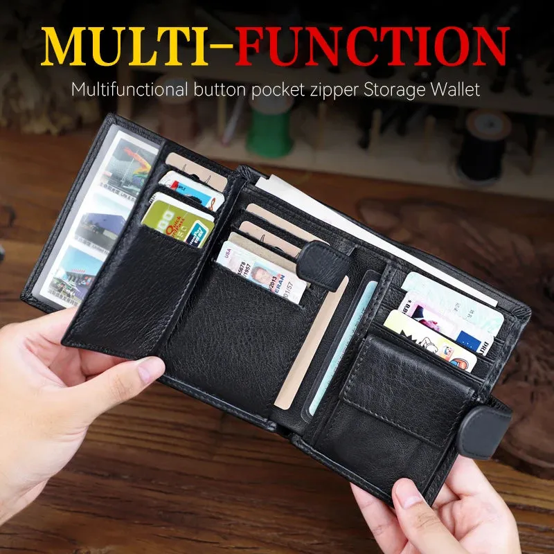 Men and Women Genuine Leather Retro Style Multi-functional Wallet