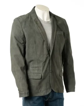 Men's Grey Fitted Tailored Suede Blazer: Federigo