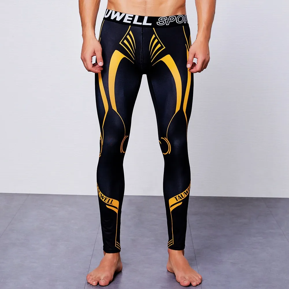 Men's Hipster Print Low Waist Stretch Sports Running Fitness Long Leggings