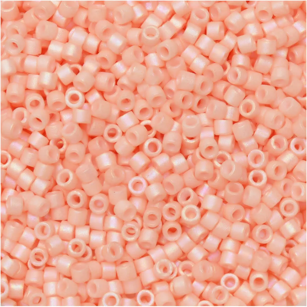 Miyuki Delica Seed Beads, 11/0 Size, #1523 Matte Opaque Light Salmon AB (7.2 Gram Tube)