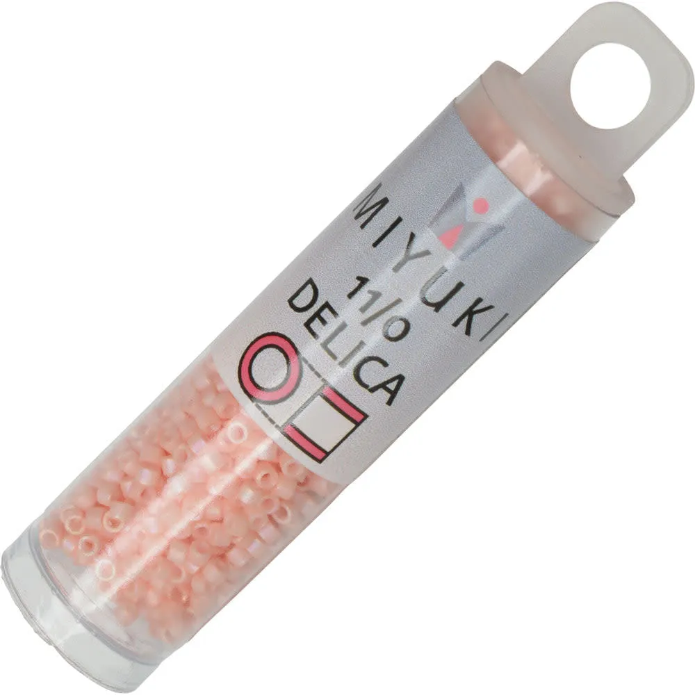 Miyuki Delica Seed Beads, 11/0 Size, #1523 Matte Opaque Light Salmon AB (7.2 Gram Tube)