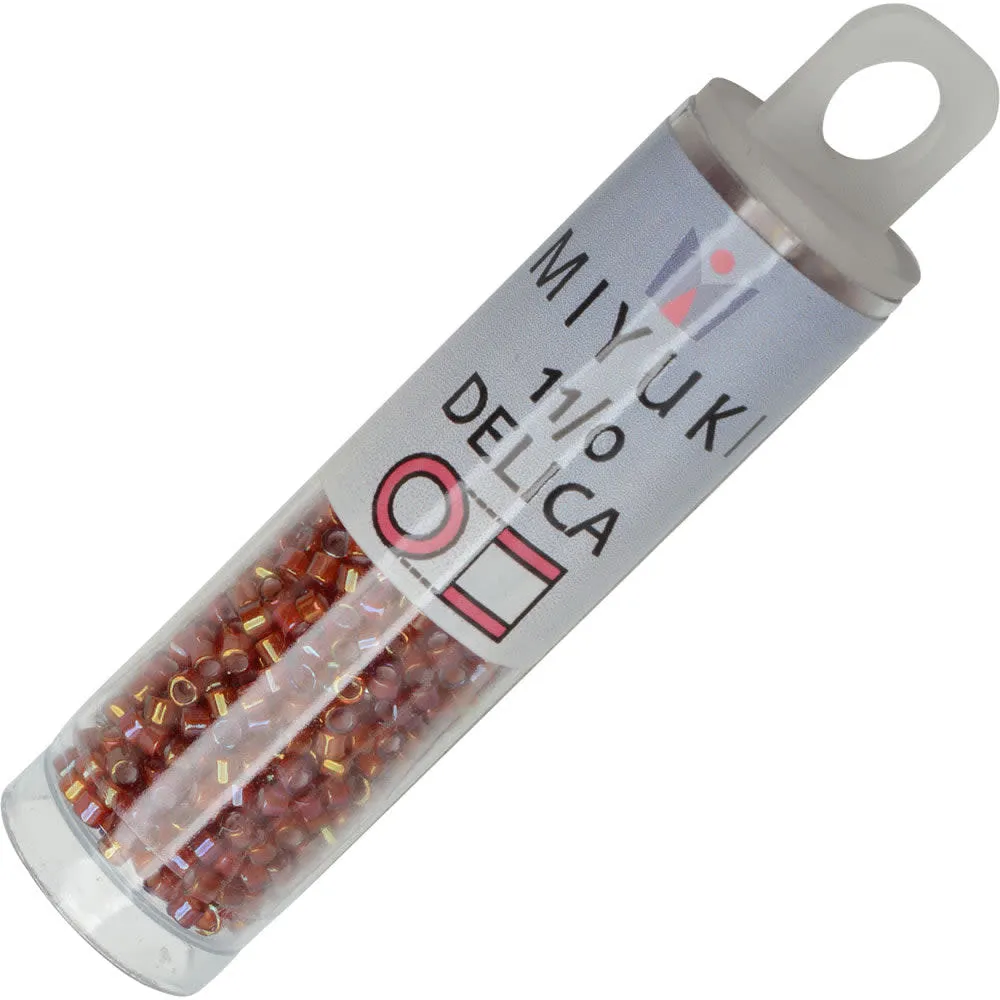 Miyuki Delica Seed Beads, 11/0 Size, #1781 White Lined Root Beer AB (7.2 Gram Tube)